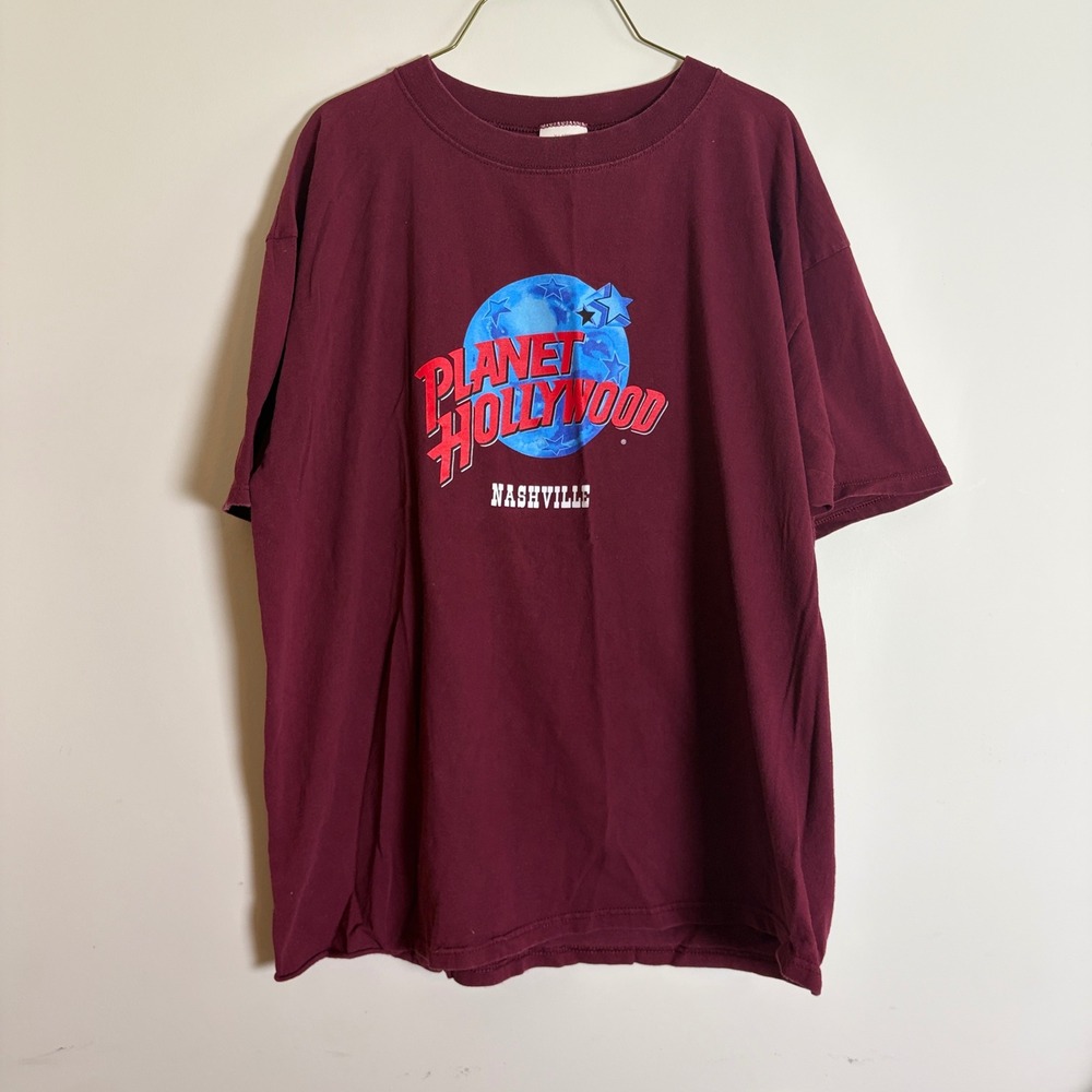 Vintage 1991 Planet Hollywood Nashville T Shirt Mens XL Burgundy Made in USA